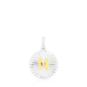 Tous Alphabet Letter N Medallion Anhänger Silber | Österreich-RCFITM645