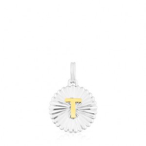 Tous Alphabet Letter T Medallion Anhänger Silber | Österreich-PTSBKG879