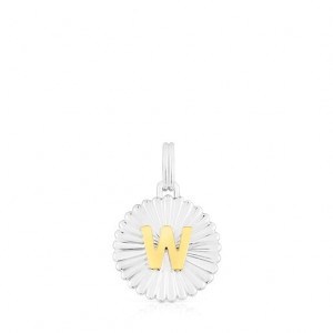 Tous Alphabet Letter W Medallion Anhänger Silber | Österreich-GAOBQY714