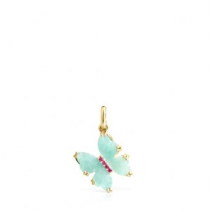 Tous Amazonite Ruby Vita Butterfly Anhänger Gold Hellblau | Österreich-DTPKCO714