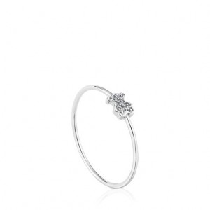 Tous Bear Motif Puppies with Diamonds Ring Silber | Österreich-XJGHVI079