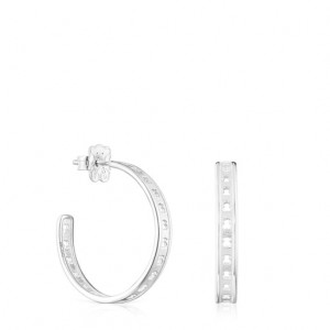 Tous Bear Row Hoop With Silhouette Ohrringe Silber | Österreich-VJUKQE321