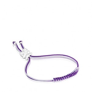 Tous Bold Bear With Cord A Bear Armband Lila Silber | Österreich-QIXOVP036