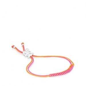 Tous Bold Bear With Fuchsia Cord A Bear Armband Orange Rosa Silber | Österreich-ZEJKIY648