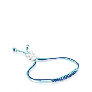 Tous Bold Bear With Turquoise Cord A Bear Armband Blau Silber | Österreich-GPETAR275