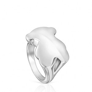 Tous Bold Motif Bear Signet Ring Silber | Österreich-TXNSOW706