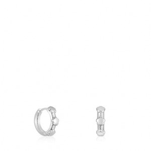 Tous Bold Motif Flower Motif Hoop Ohrringe Silber | Österreich-VYWACL398