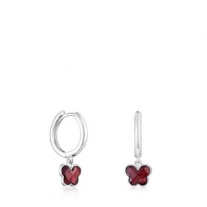 Tous Bold Motif Hoop With A Rhodolite Butterfly Ohrringe Silber | Österreich-DPAHKB764