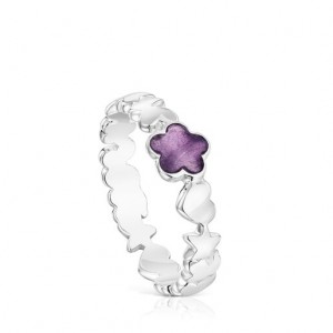 Tous Bold Motif With An Amethyst Flower Ring Silber | Österreich-HRVNCI729