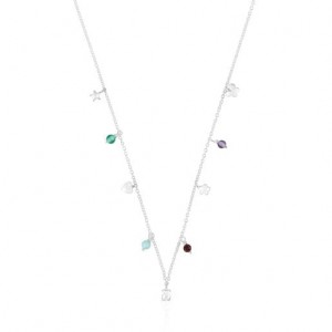Tous Bold Motif With Gemstones Halskette Silber | Österreich-HXJWNF023