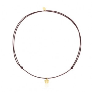 Tous Brown Cord Flower Balloon Halskette Gold | Österreich-RSDXHF479