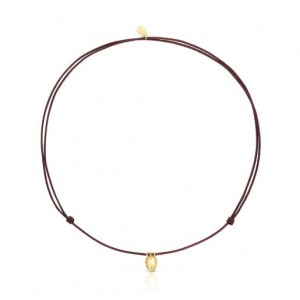 Tous Brown Cord Teardrop Balloon Halskette Gold | Österreich-FWNSEU348
