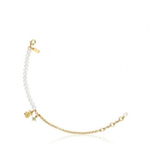 Tous Chain With Cultured Pearls Peridot Bold Bear Armband Gold | Österreich-VZTKCR107