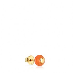 Tous Chalcedony Heart Single Balloon Ohrringe Gold | Österreich-MVNEJD619