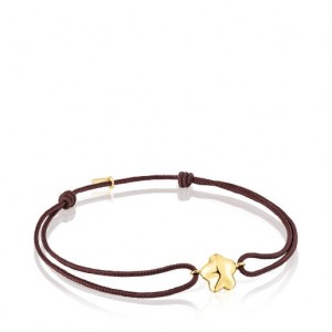 Tous Cord Flower Balloon Armband Braun Gold | Österreich-GQMESU702