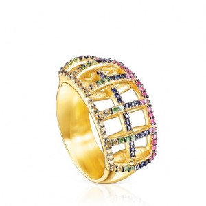 Tous Costura With Gemstones Ring Gold | Österreich-OQMNLR619