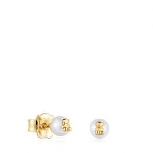 Tous Cultured Pearl Charm Bold Bear Ohrringe Gold | Österreich-FUVRKM710