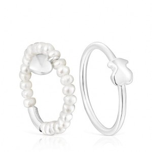 Tous Cultured Pearls Mini Icons Heart Ring Silber | Österreich-GBNZAK341