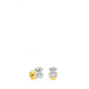 Tous Diamonds Bear Motif Puppies Ohrringe Gold | Österreich-QJFVUK937