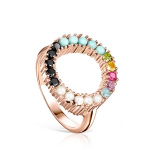 Tous Disc With Gemstones Gerade Ring Rosa Gold | Österreich-BJORAV976