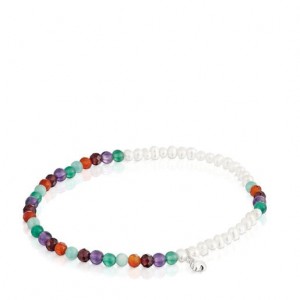 Tous Elastic Bold Motif With Gemstones Cultured Pearls Armband Weiß Mehrfarbig | Österreich-IKNBUD573