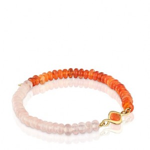 Tous Elastic With Carnelian Gemstones Alma Motif Armband Beige Orange | Österreich-QVONSG248