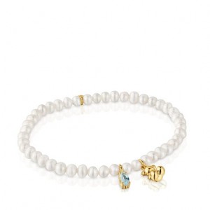 Tous Elastic With Cultured Pearl Topaz Bold Bear Armband Weiß | Österreich-PCASWY067