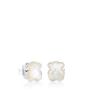 Tous Faceted Mother-of-pearl Bear Motif Color Ohrringe Silber | Österreich-ZPSYFC541