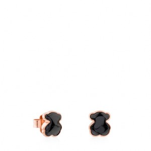 Tous Faceted Onyx Motif Ohrringe Rosa Gold | Österreich-JHIZOD041