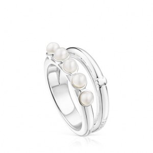 Tous Fellow Double With Pearls Ring Silber | Österreich-ARIZWF285