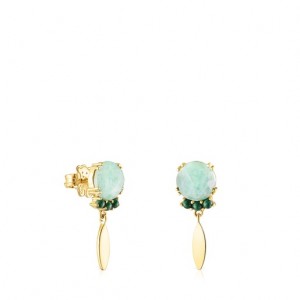 Tous Fragile Nature With Amazonite Malachite Ohrringe Gold | Österreich-KVTBIX613