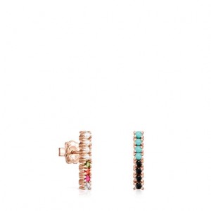 Tous Gerade Bar With Gemstones Ohrringe Rosa Gold | Österreich-INAVLJ740