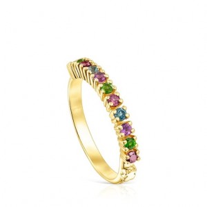Tous Gerade Half Wedding With Gemstones Ring Gold | Österreich-MBYFPH986