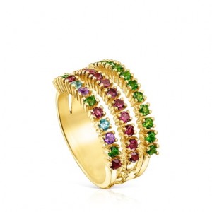 Tous Gerade Triple With Gemstones Ring Gold | Österreich-JIAGXH978