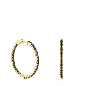 Tous Glaring Hoop With Onyx Ohrringe Gold | Österreich-TYECIA089