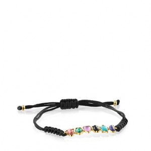 Tous Glory With Gemstones Cord Armband Schwarz Mehrfarbig | Österreich-WIOKXV431