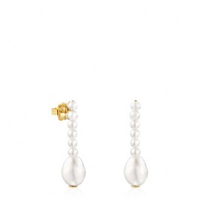 Tous Gloss With Pearls Ohrringe Gold Weiß | Österreich-EXVUFQ396