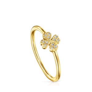 Tous Good Vibes With Diamonds Cl Motif Ring Gold | Österreich-HIQUKZ793