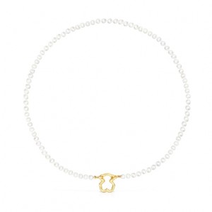 Tous Hold Bear With Pearls Halskette Silber | Österreich-HYVMDW841