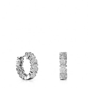 Tous Hoop With Diamonds 011ct Puppies Ohrringe Silber | Österreich-LJXYMB075