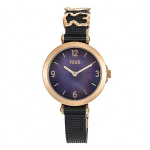 Tous Icon Charms Analogue With Steel Iprg Steel Bracelet Uhren Schwarz Rosa Gold | Österreich-TVHWLA148