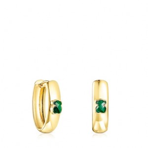 Tous Icon Color Large Malachite Ohrringe Gold | Österreich-SOXANT067