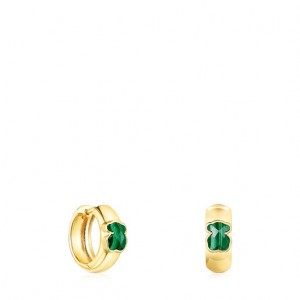 Tous Icon Color Small Malachite Ohrringe Gold | Österreich-DAUPVL256
