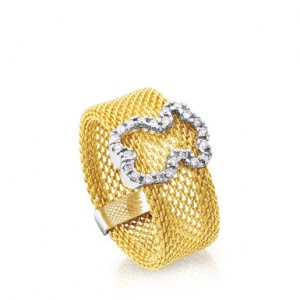 Tous Icon Mesh With Diamonds Ring Gold | Österreich-CVHZNQ426