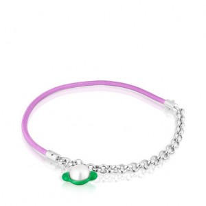 Tous Instint Elastic With Steel Cultured Pearl Armband Silber Lila | Österreich-ZUSWAX681