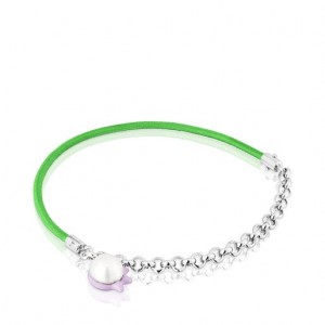 Tous Instint Elastic With Steel Cultured Pearl Armband Silber Grün | Österreich-BMIVHY075