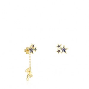 Tous Kurzes/Long Teddy Bear Stars With Gemstones Ohrringe Gold | Österreich-AYNGQH243