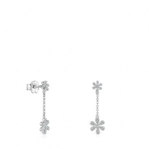 Tous Kurzes Diamonds Blume Ohrringe Silber | Österreich-XHNWVP348