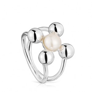 Tous Large Cultured Pearl Motifs Sugar Party Ring Silber | Österreich-UVCWFN429