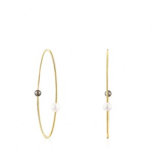 Tous Large Elipse Hoop With Cultured Pearls Ohrringe Gold | Österreich-IZTSRW572
